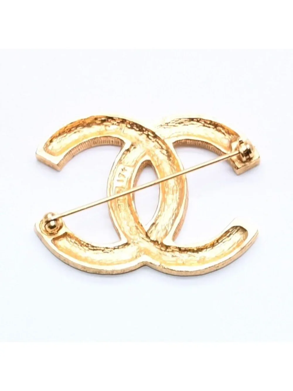 Chanel Brooch Rhinestone CC Logo Gold